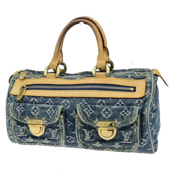 LOUIS VUITTON Neo Speedy Hand Bag Monogram Denim Leather Blue M95019 635RL005 - Picture 1 of 16